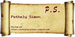 Pethely Simon névjegykártya